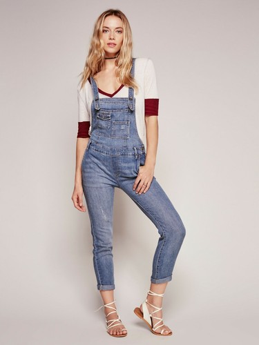 FREE PEOPLE Overalls 25 WASHED DENIM 