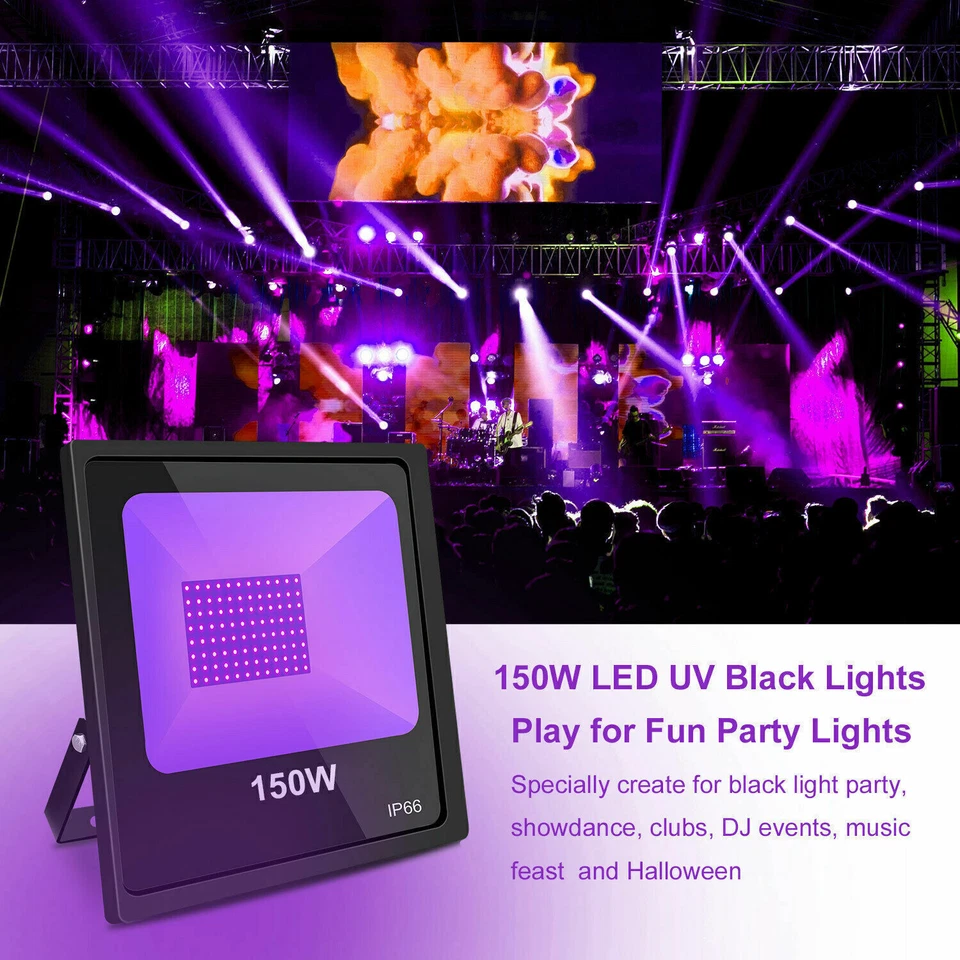 150W LED Black Light Neon Glow Party Stage Halloween Fluorescent Poster Stage - Image 2 of 4