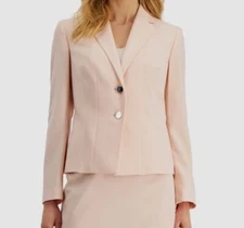 Le Suit Women's Pink Notched-Collar Button-Closure Suit Separate Jacket Size 4