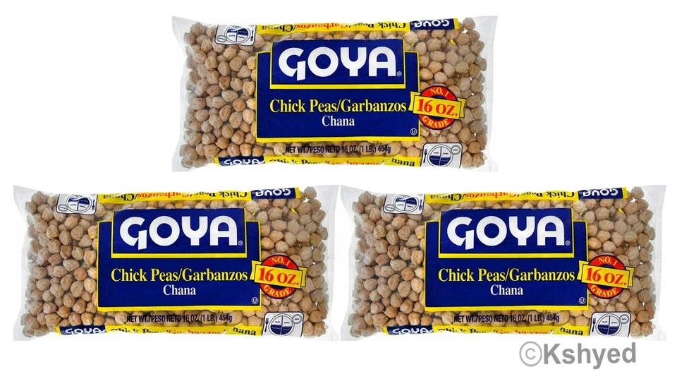 3 Goya Chick Peas 16 oz | Garbanzos 1 libra (pacote com 3) Best Seller - Frete Grátis - Imagem 2 de 4