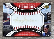 2007 Upper Deck Sweet Spot Classic #SPS-RJ Reggie Jackson Red Stitch AUTO #/75