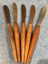 Vintage 5pc  Fondue/Cocktail Spreading Butter Stainless Steel Japan Wood Handles