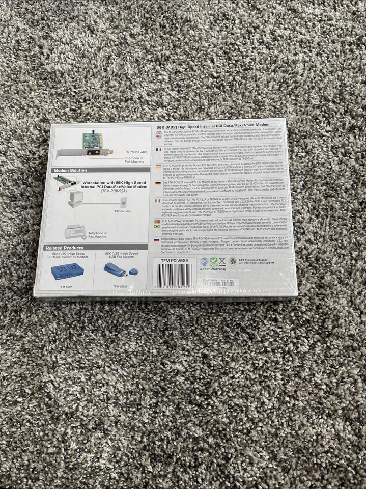 TRENDnet TFM-PCIV92A 56K High Speed Internal PCI Modem - Data/Fax/Voice - New - Image 2 of 4