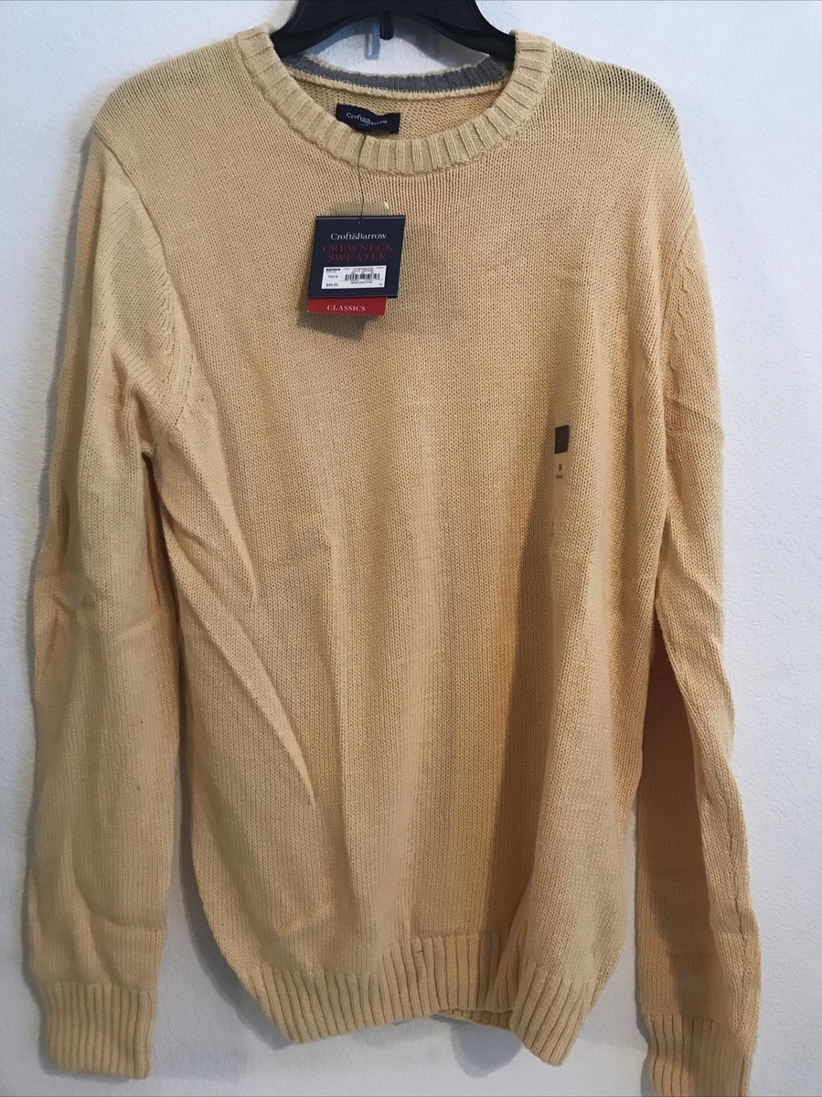 Croft Barrow Sweater Men Crew neck Size Med Yellow Long Croft Barrow Sweater Men Crew neck Size Med Yellow Long