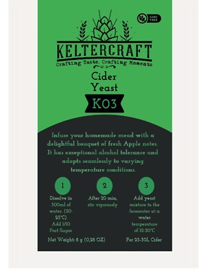 (549,0 /kg) Keltercraft K03 Cider Hefe [10g: Für 25L Apfelwein] Trockenhefe
