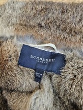 Burberry Rabbit Skin Leather Jacket Uk 8-10 Eu 42 ~ White Real Fur Lined Italy