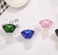 3PCS Diamond Glass Slide Bowl Water Pipe Hookah 14mm Male Bowl