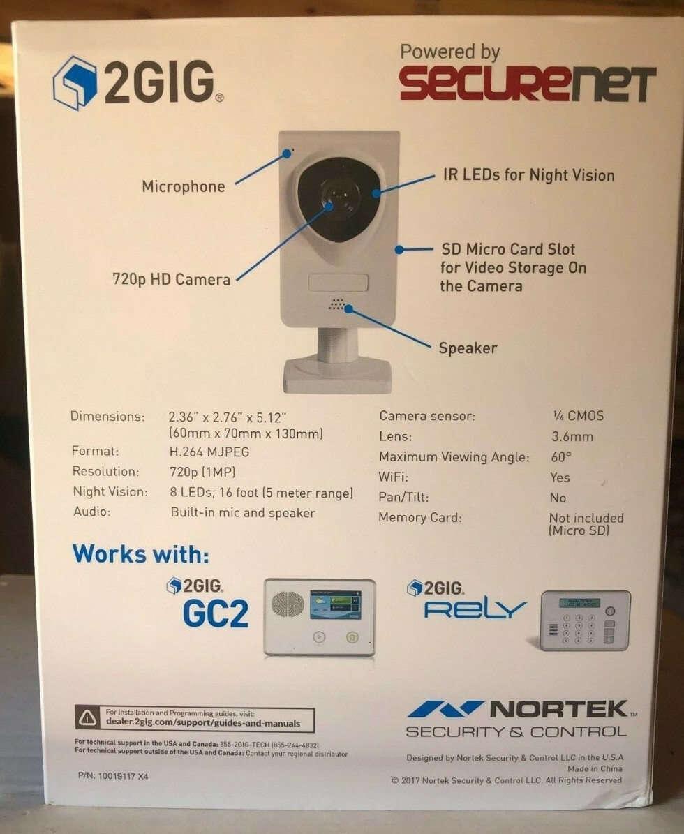 Brand New 2GIG-CAM-101-NET 3.6mm 720p Indoor IR Day/Night Cube Security ...