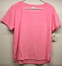 Woman's Sleep Shirt Pajama Top Jenni Intimates Short Sleeve Pink Heat Small