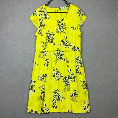 Blue Illusion Dress Womens Medium Green Black Floral Pure Linen Pleated |  eBay Australia