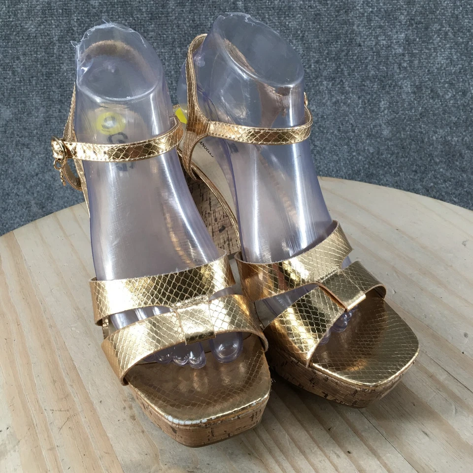 GBG Los Angles 高跟鞋女式 9 M GGQALA-T 露背金色漆皮 — 第 3/4 张图片