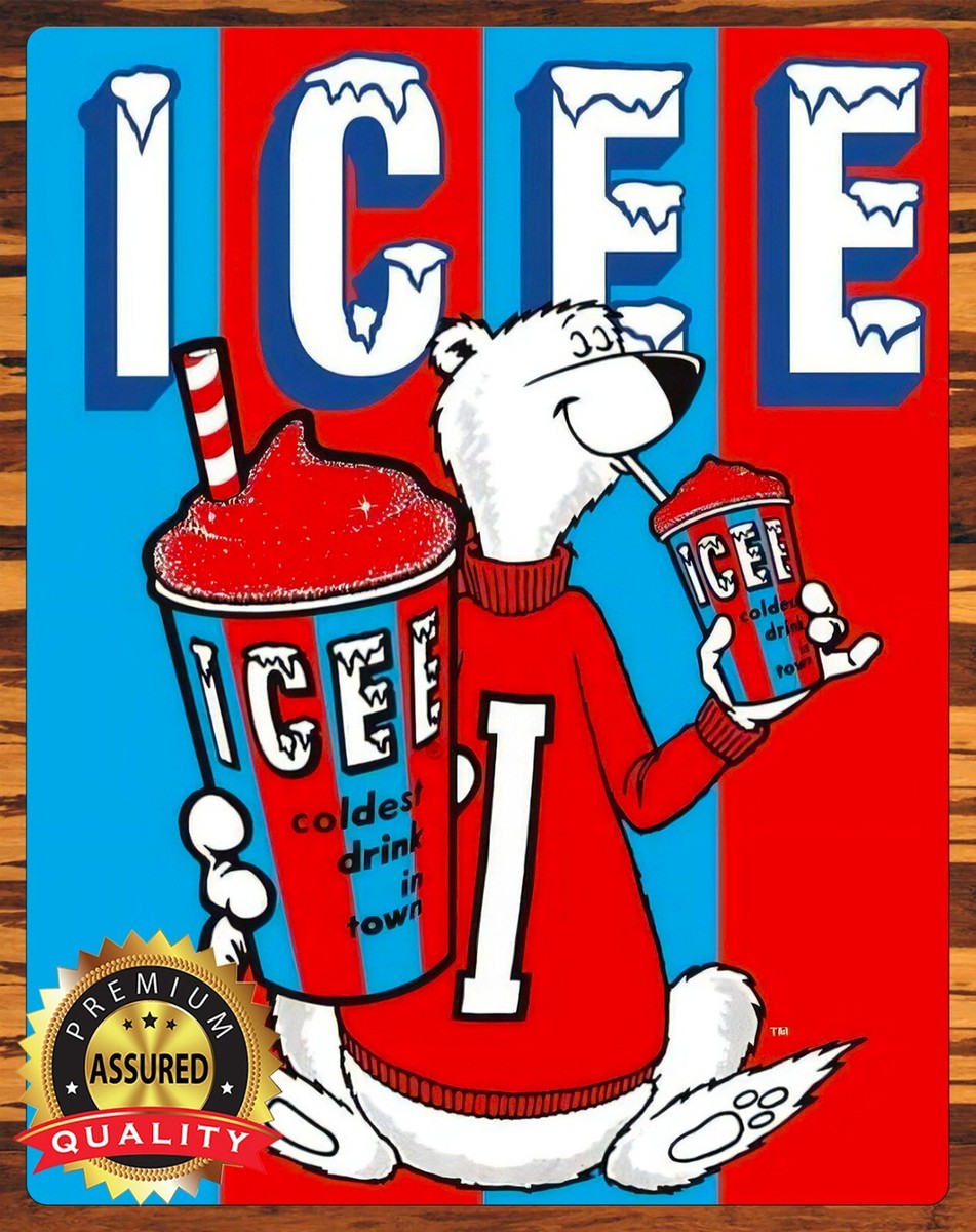 ◇ アイシーベア icee bear Sign 3枚セット ICEE Coldest Drink In Town Polar Bear Premium Aluminum Metal Sign
