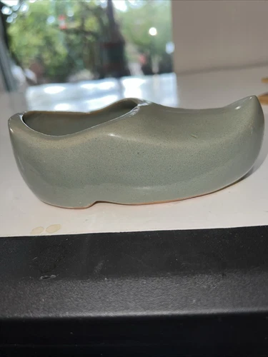 Frankoma Pottery,  Dutch Shoe Planter mold Prairie Green Glaze