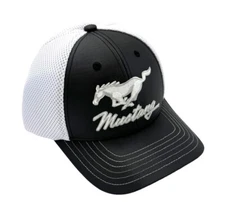 Black & White Ford Mustang Pony Mesh Trucker Hat