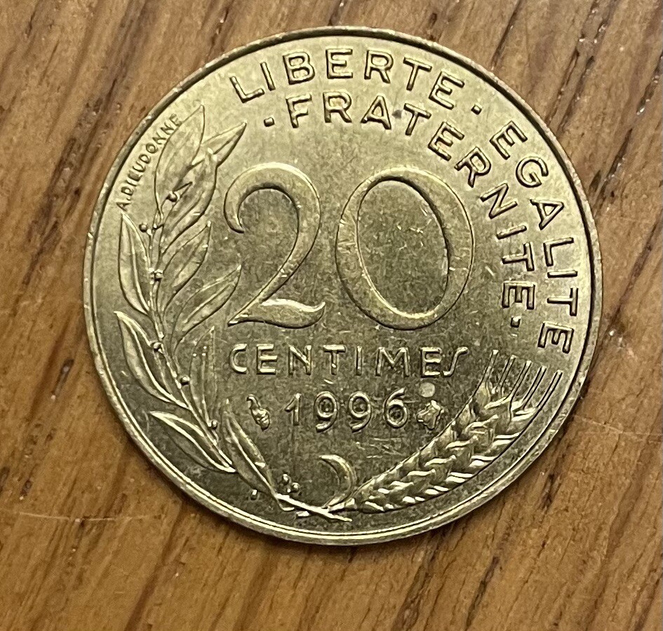 REPUBLIQUE FRANCAISE 20 CENTIMES COIN 1977 Circulated and