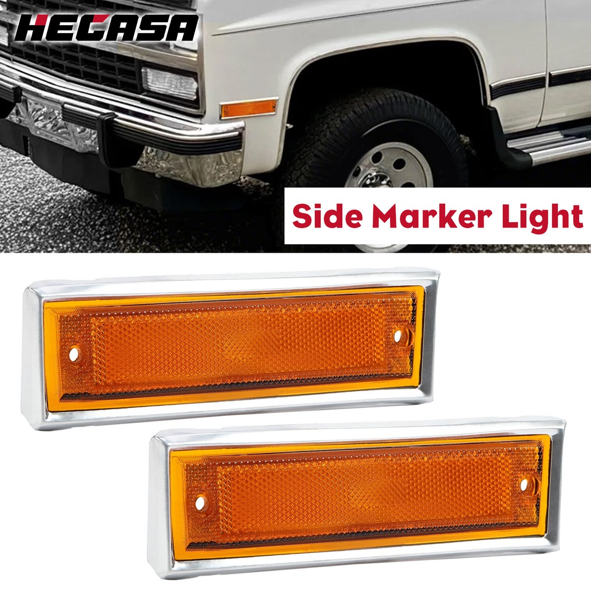 HECASA For 81-91 Chevy GMC C/K 10 Front Bumper Side Marker Lights