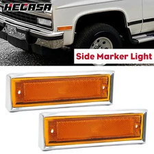 HECASA For 81-91 Chevy GMC C/K 10 Front Bumper Side Marker Lights Fender Lamps