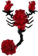 Red Rose Design Scorpion Brooch Ladies Big Enamel Flower Insect Scarf Buckle ...