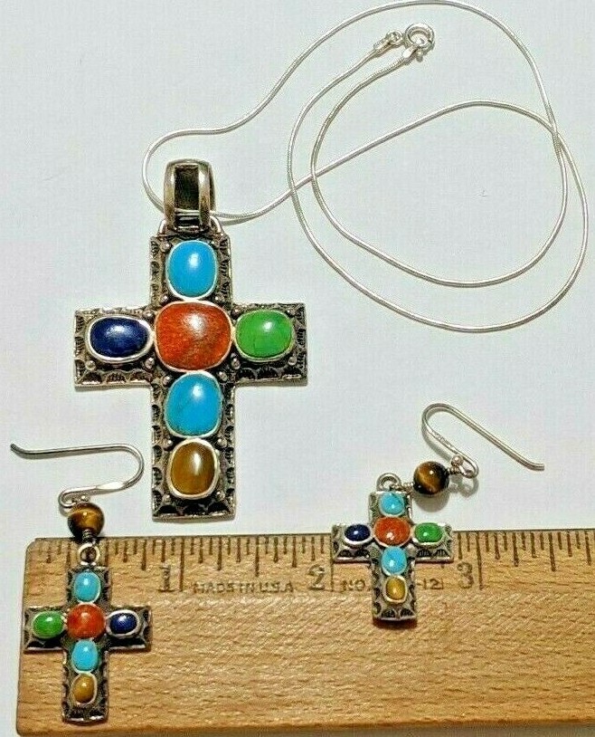vintage silver 片耳 ターコイズ イヤリング Tiffany&Co. 1990 Signature Cross Earrings SV925 Sterling