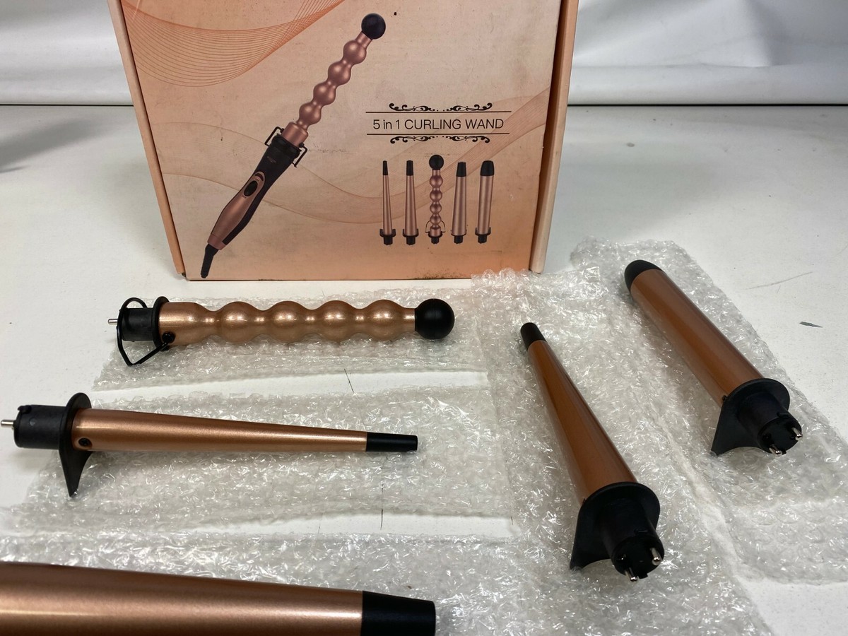 Perfson Hair Curling Iron 5 Barrel Curling Wand Gold Brown) Curling My Hair with the World main image 4