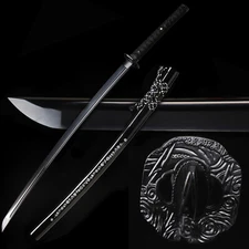 All Black T10 Steel Japanese Samurai Sword Katana Razor Sharp Full Tang US Stock