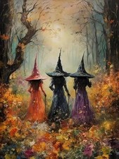 5D Diamond Painting Kits for Adults, Halloween Witch Diamond Art Kits DIY Full