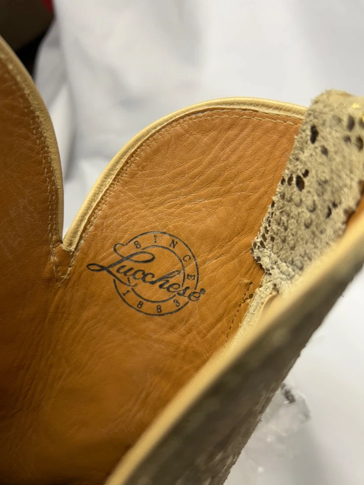 Lucchese Stone Python Suede Leather Snake Print Western Boots Sz 6B Women's - Image 4 of 4