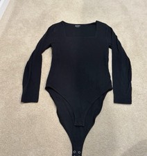 Old Navy Black Long Sleeve One Piece Bodysuit Women's Size M Solid Opaque