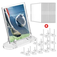1-20pcs Clear Acrylic Trading Card Display Stand +Card Protector For Sports Card