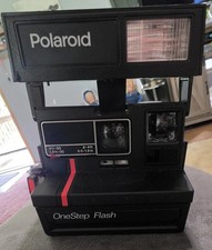 Vintage Polaroid One Step Flash Red Stripe Instant Film Camera Strap Untested