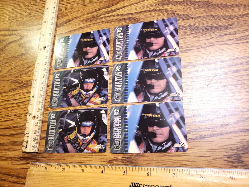 LOT of 6 1996 PhonePak Ward Burton MBNA Phone Cards RARE LIMITED Serial Numbered