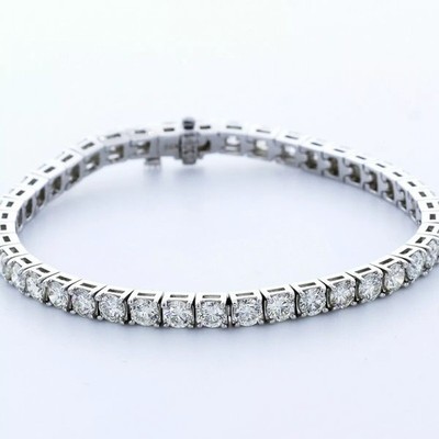 Tennis Bracelet Classic Solid 14K White Gold 9.99 CT Round Natural Diamond F VS2