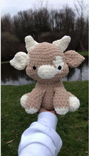 Handmade Crochet Amigurumi Cow Plush Stuffed animal, pastel colors, crochet