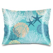 Satin Pillowcase for Hair and Skin,Beach Theme Standard Size 20"x26" Teal