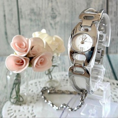 Hamilton Marilyn 6347 Wristwatch White Silver Vintage Rare Chain Included