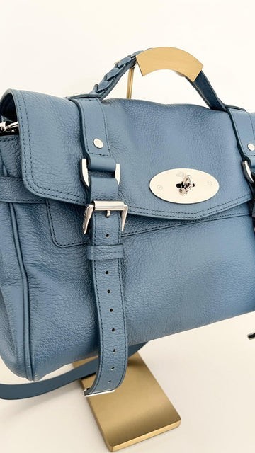 EXCELLENT CONDITION Mulberry Alexa Bag in Gunmetal / Teal Blue