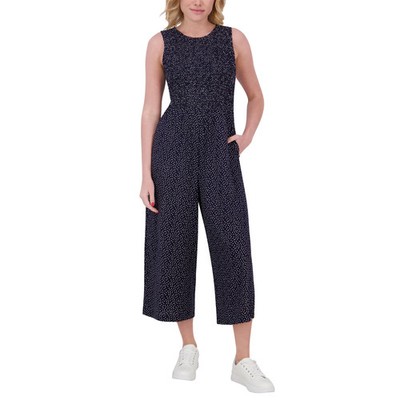 Andrew Marc Women's Jumpsuit Smocked Elastic Bodice On-Seam Side Pockets