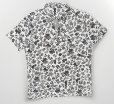 Nike Dri-FIT Floral Print Polo Shirt Men  s L White Black Flowers Golf Casual