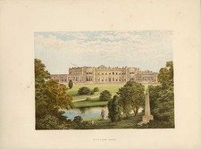 Original Old Antique Print Wynyard Park Stocton On Tees Durham H/O Stewart 1880