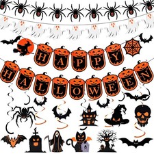 Joolivo Reusable Halloween Party Decorations Set,Happy Halloween Banner