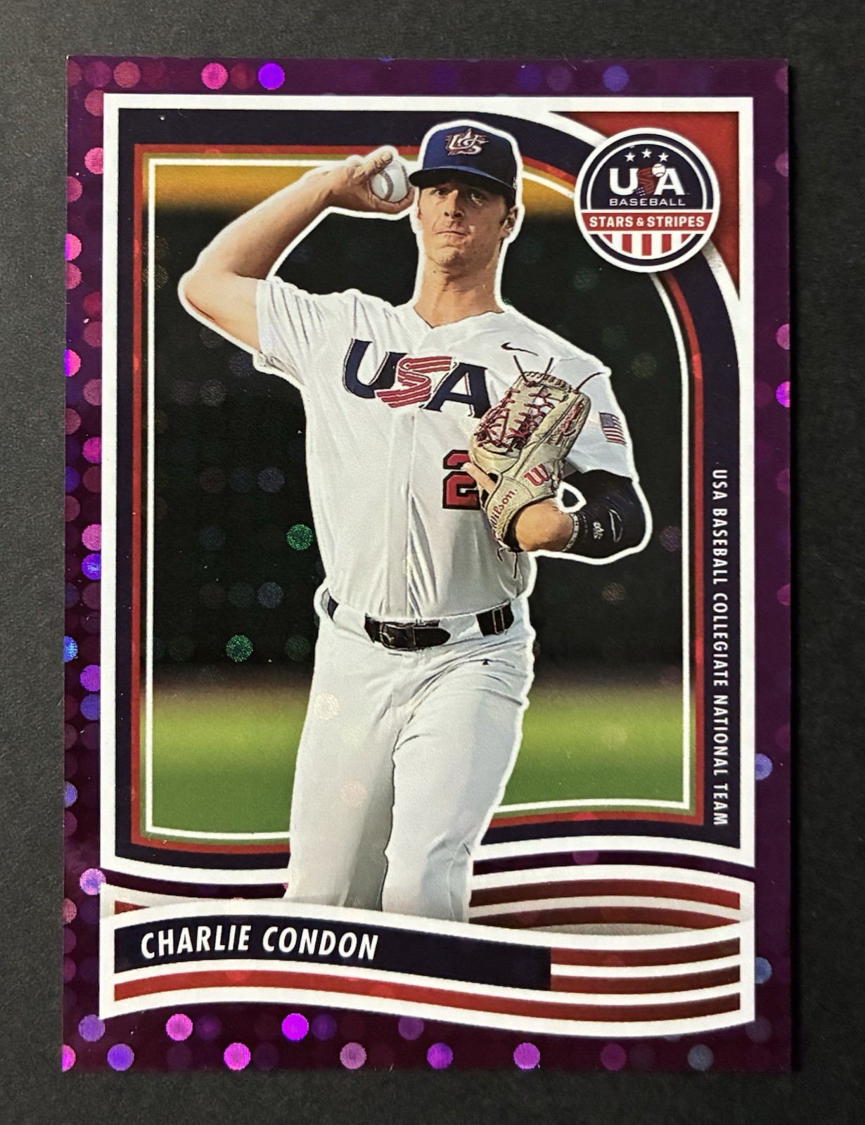 2024 Panini Stars and Stripes - (Charlie Condon) Purple Dot (97/99) Rockies #13