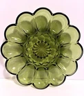 Vintage MCM 1972 Anchor Hocking Fairfield Avocado Green Deviled Egg Plate EUC