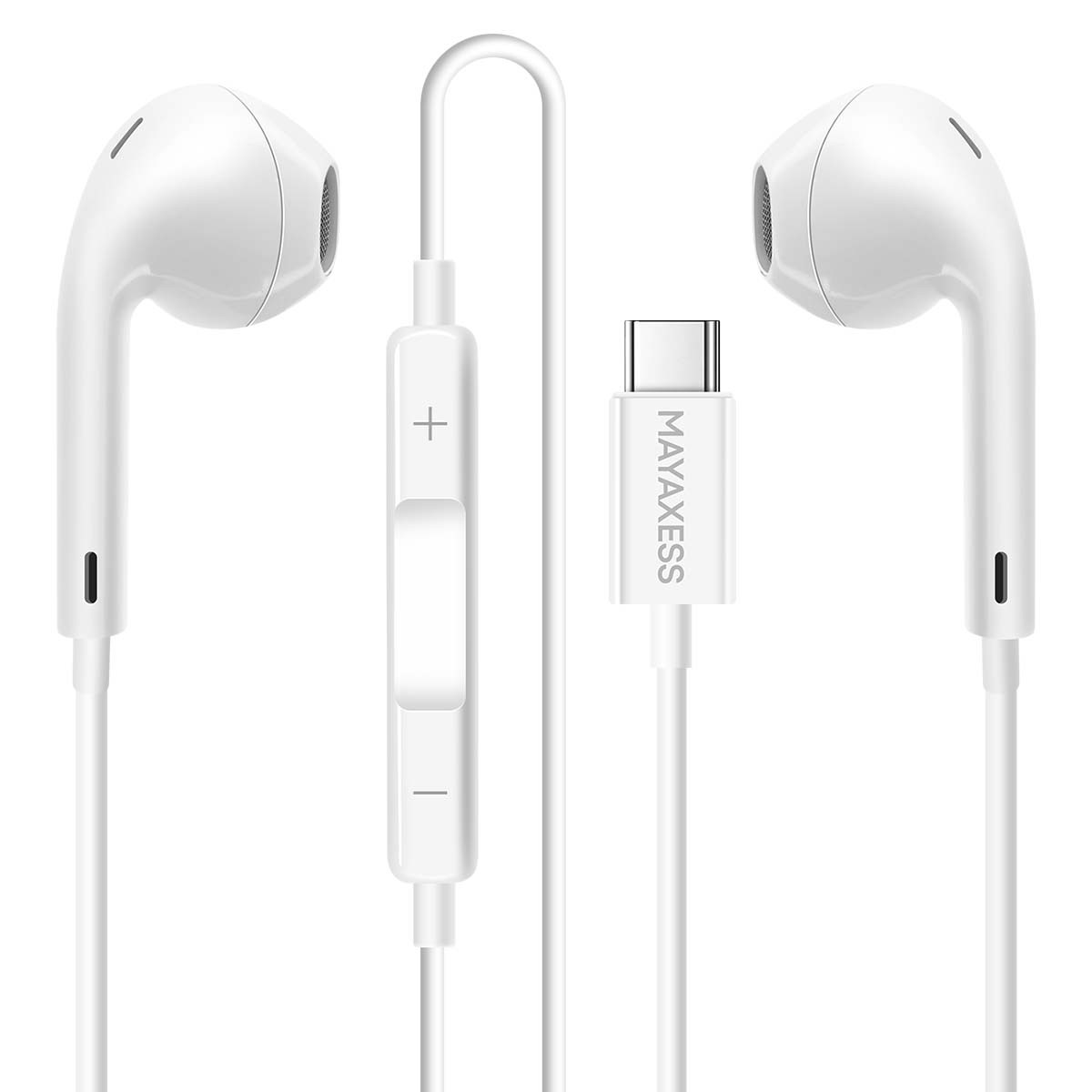 Écouteurs Pixel 10 Pro audio filaire USB-C blancs avec micro Mayaxess