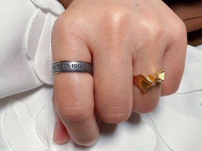 Patria 1914 Ring Eisen & 14K Gold Vintage Herrenring Erinnerungsring