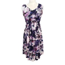 Simply Vera Vera Wang Floral Midi Dress Purple Sleeveless XS