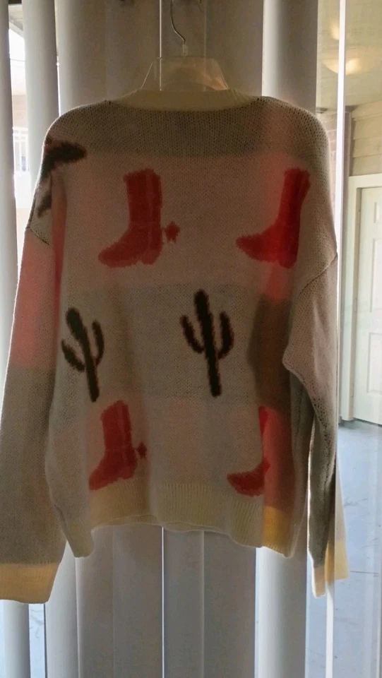 Umgee EE. UU. Mujer Estilo Western Suéter Como Nuevo Manga Larga Acogedor Foto 2 de 4