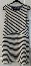 TALBOTS Black and White Asymmetrical Sheath Cotton Dress Size Medium