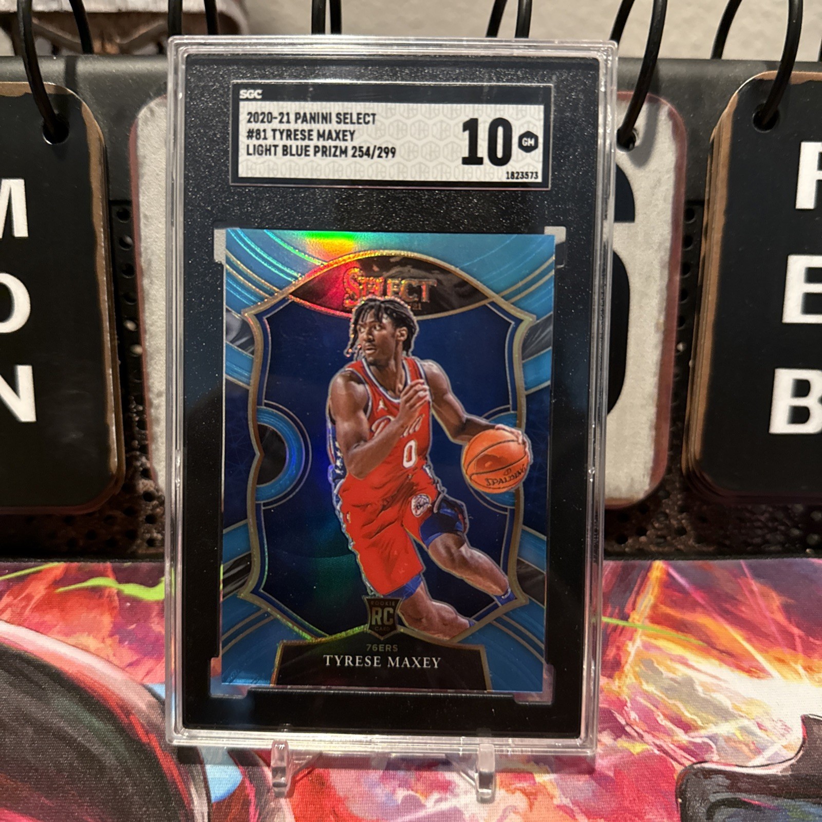 2020 Select Tyrese Maxey Rookie Light Blue Prizm /299 SGC 10 Concourse 76ers RC