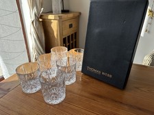 Vintage Boxed Set of 6 Webb Romeo Crystal Whisky /Old Fashioned Glasses
