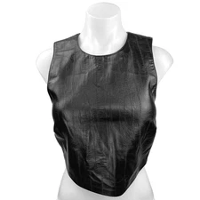 Good American Better Than Leather Black Faux Leather Zipper Crop Top Tank Top 1